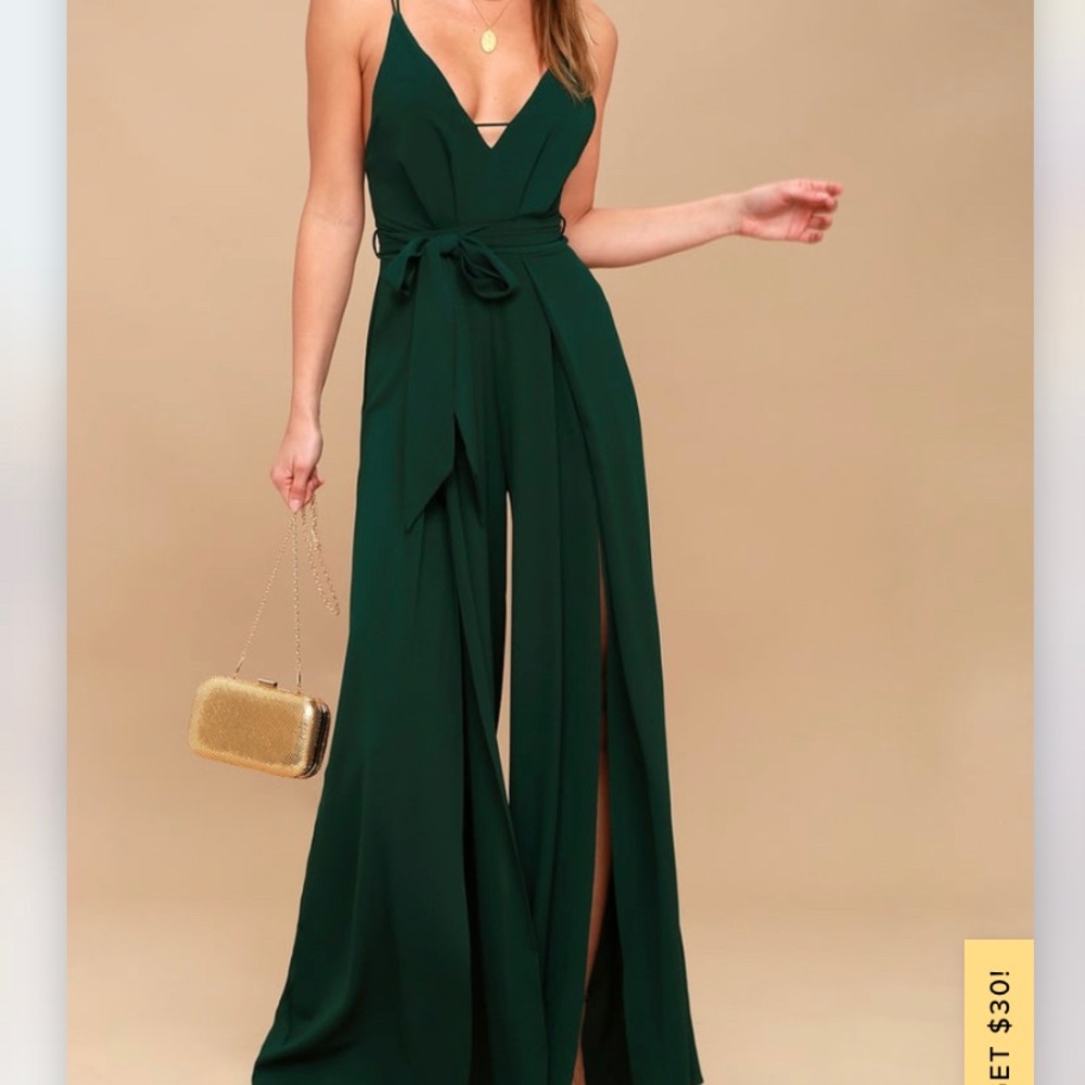 LULUS // hype dream forest green jumpsuit L